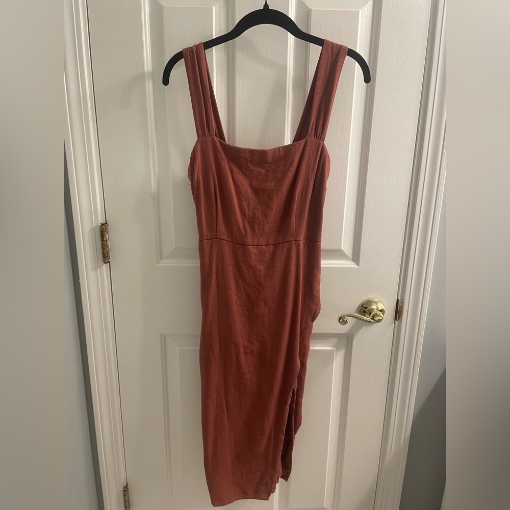 Abercrombie & Fitch Linen Wrap Midi Dress